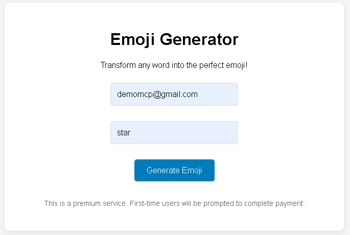 Paid emoji generation tool web interface