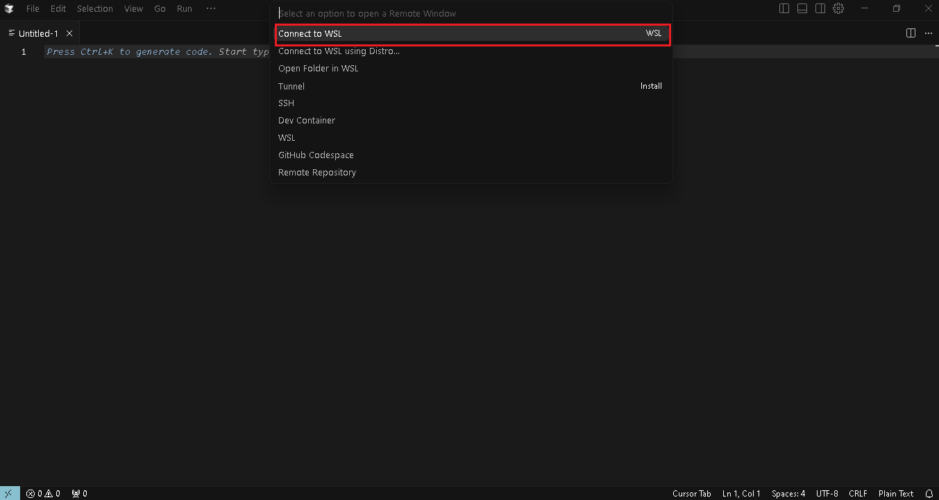 Cursor WSL Setup