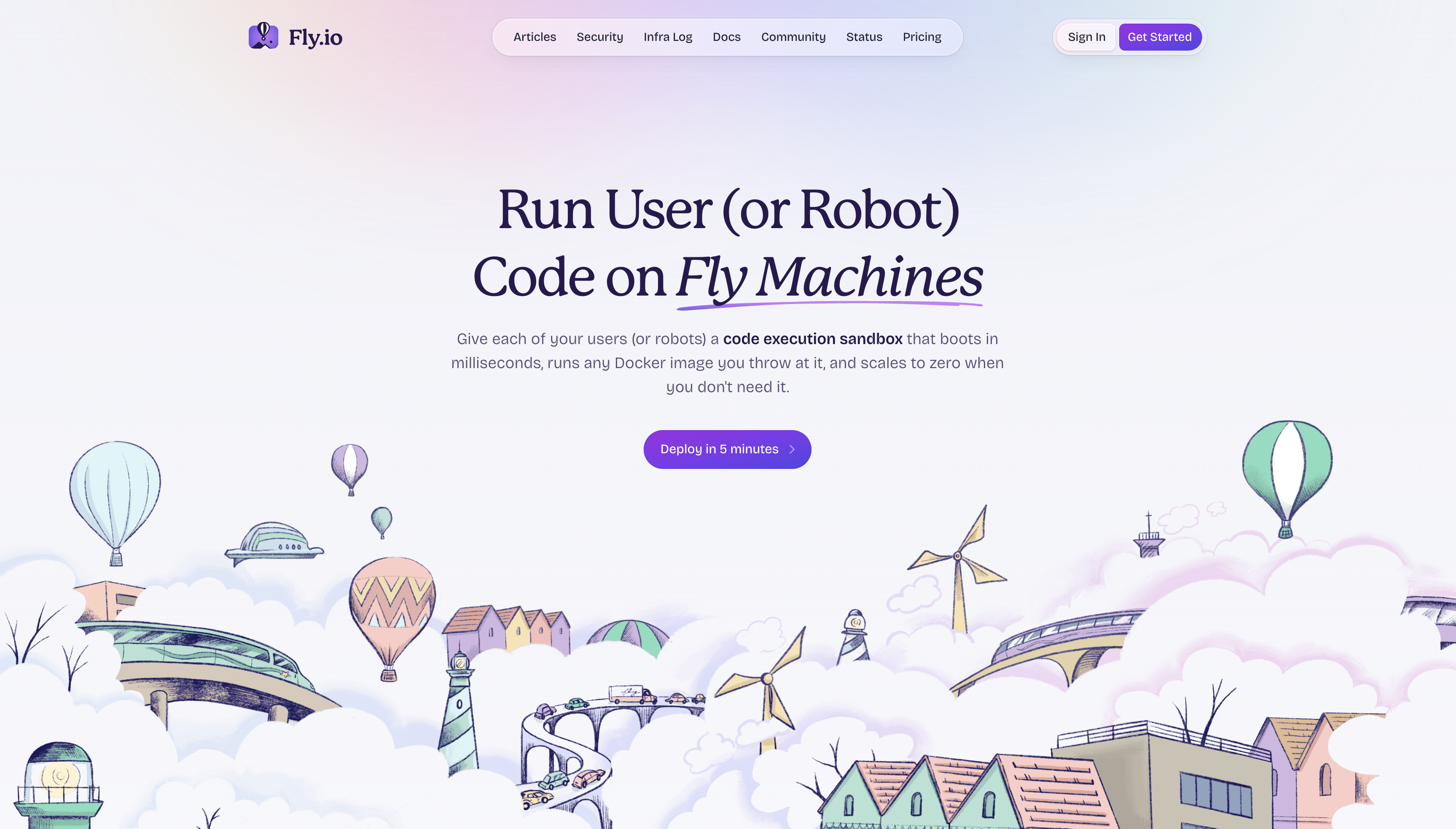Homepage of Flyio