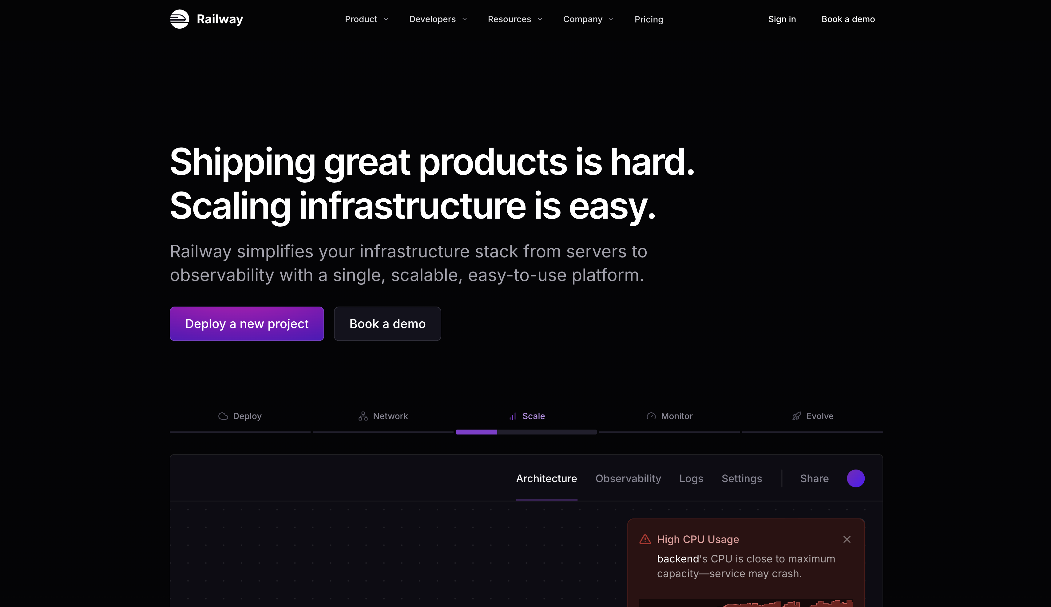 Homepage of railway