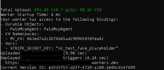Wrangler deploy output